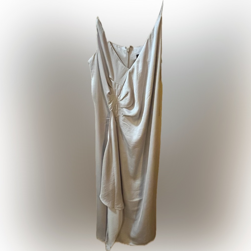 NWT Express M “ruffle twist front slip dress” metallic